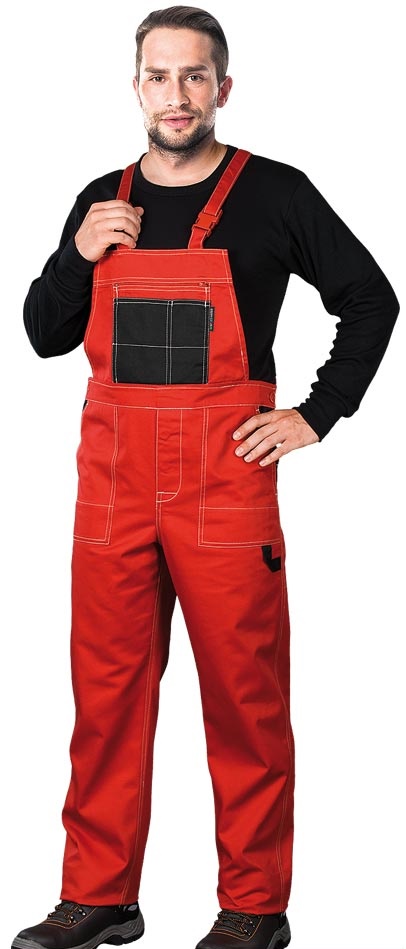 Nohavice MM s náprsenkou červené