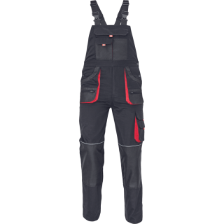 Nohavice CARL čierno-červené s náprsenkou